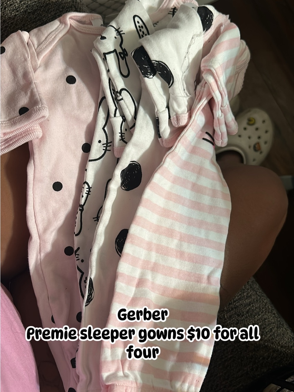 Gerber Pink & White Premie Sleeper Gowns - 4 Pack